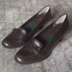 A2 by Aerosoles Dark Brown Leather Low Heel Loafers